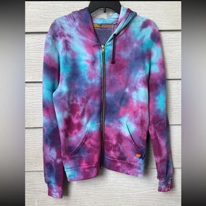 Aviator Nation Vibrant Tie-Dye Hoodie - Purple and Blue